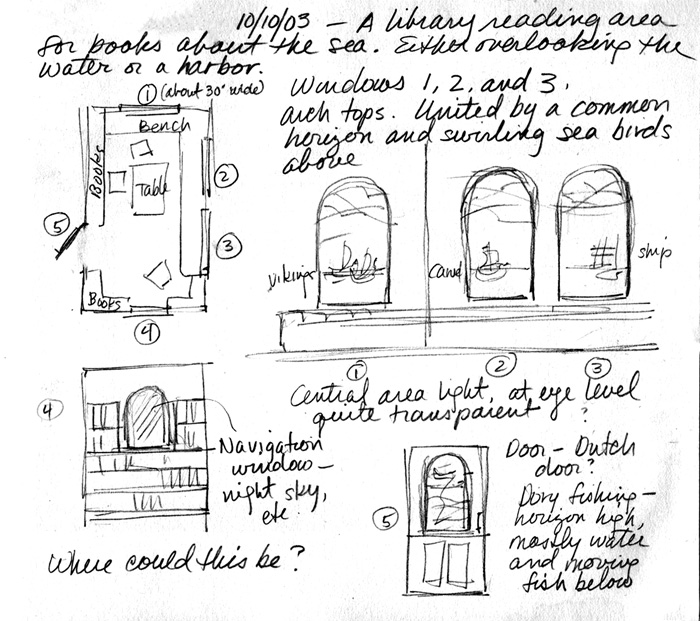 Library Overlooks the Sea Sketch